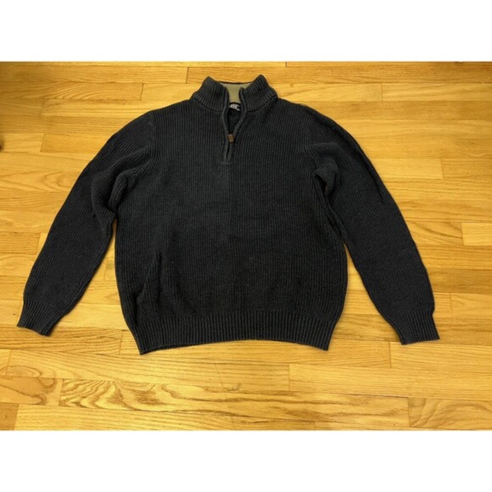 IZOD Mens XXL Navy Blue Shaker Stitch Quarter Zip Pullover Sweater Fleece Collar